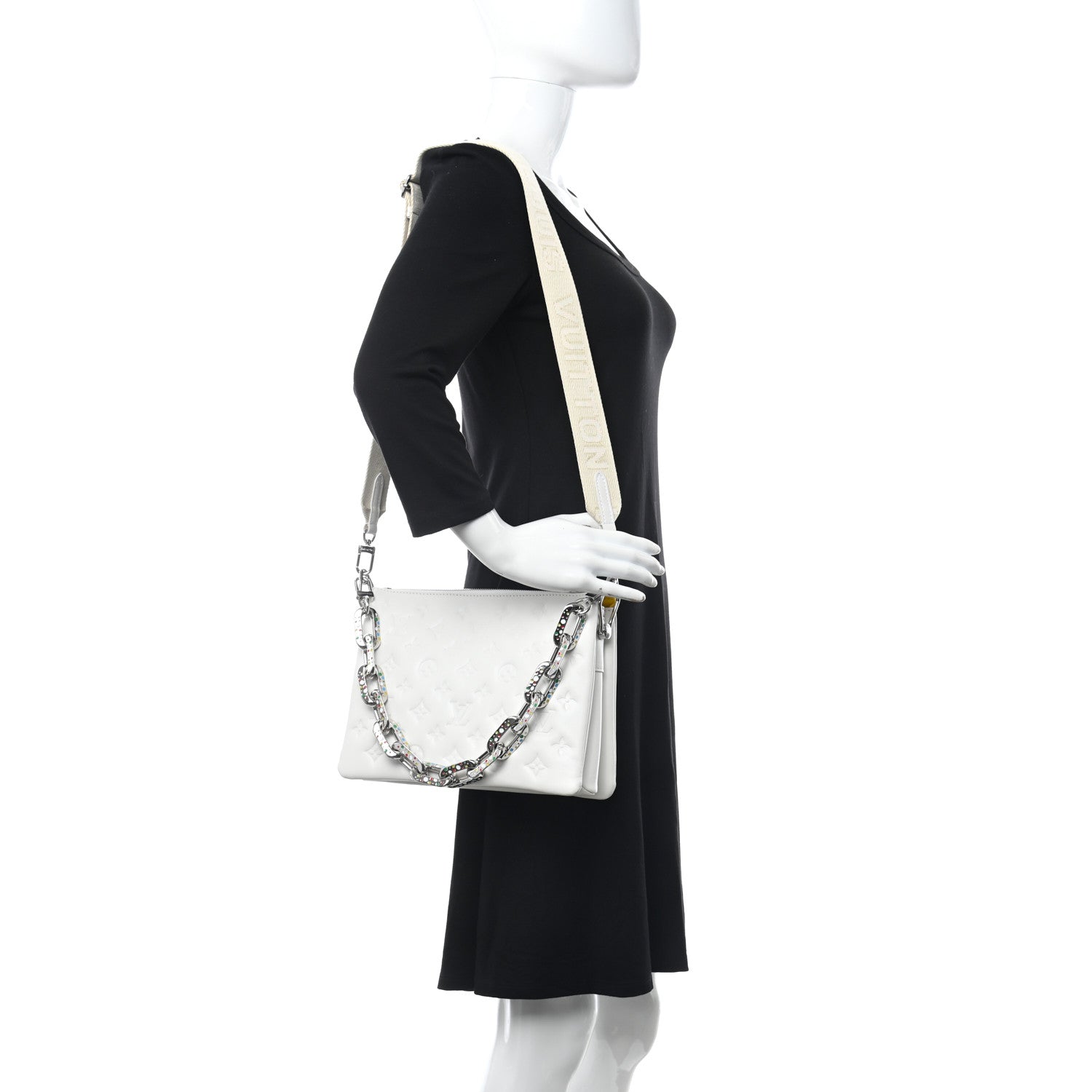 Louis Vuitton LV x YK Lambskin Embossed Monogram Coussin PM White 2 of 12