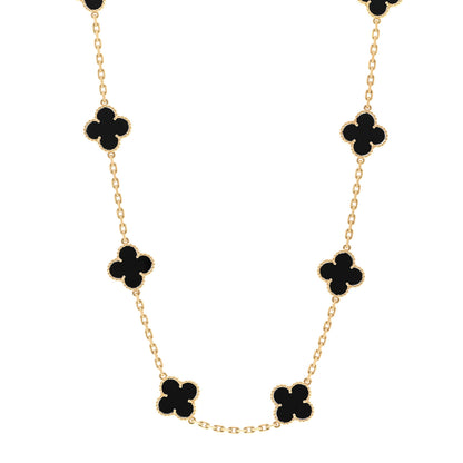 Van Cleef & Arpels 18K Yellow Gold Black Onyx 10 Motifs Vintage Alhambra Necklace 1 of 5
