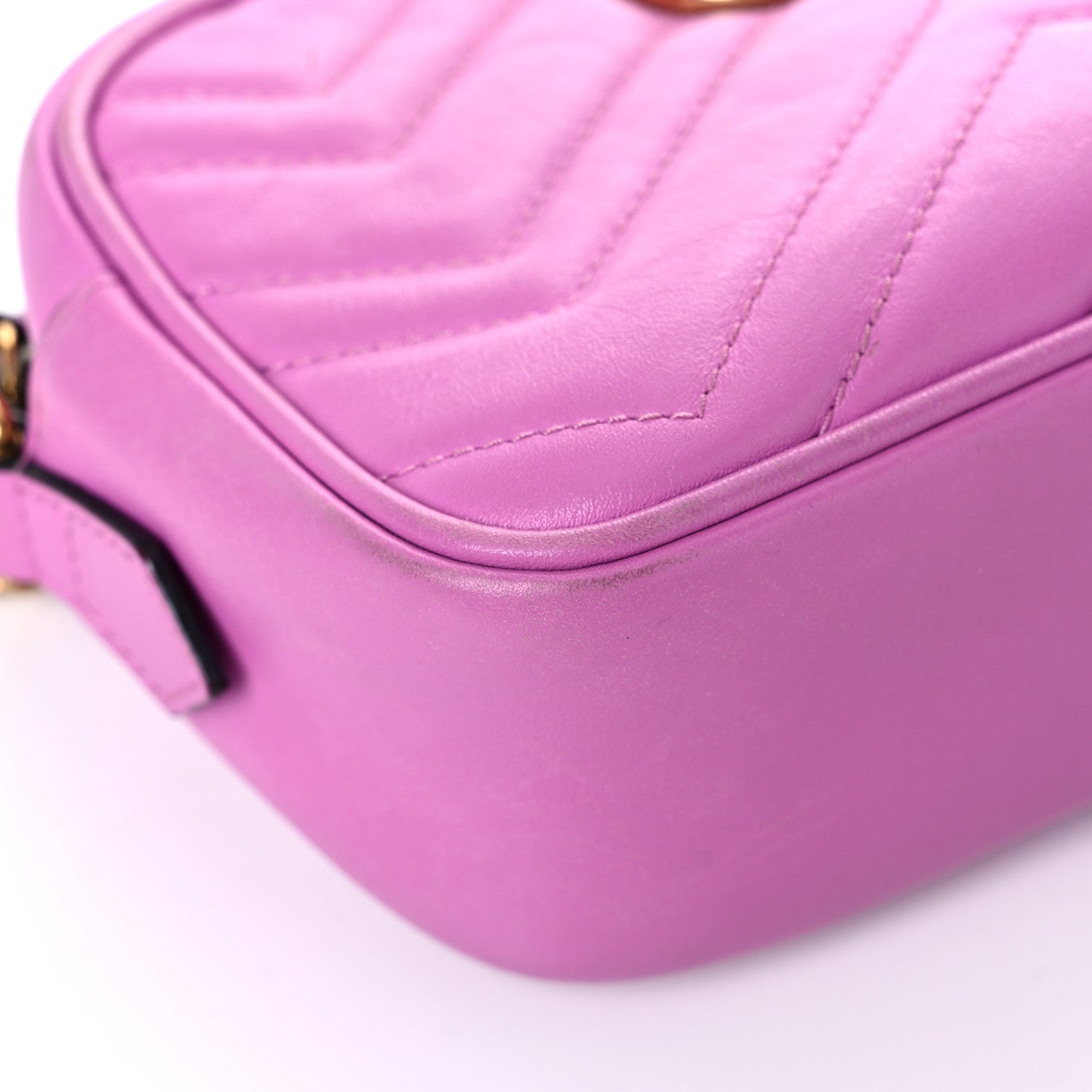 Gucci Calfskin Matelasse Mini GG Marmont Chain Shoulder Bag Candy Mousse 8 of 23