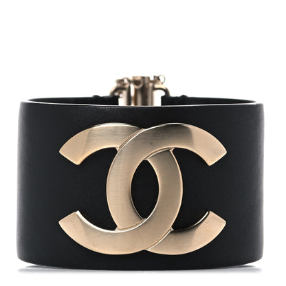 Chanel Calfskin CC Wide Cuff L Black 1 of 12