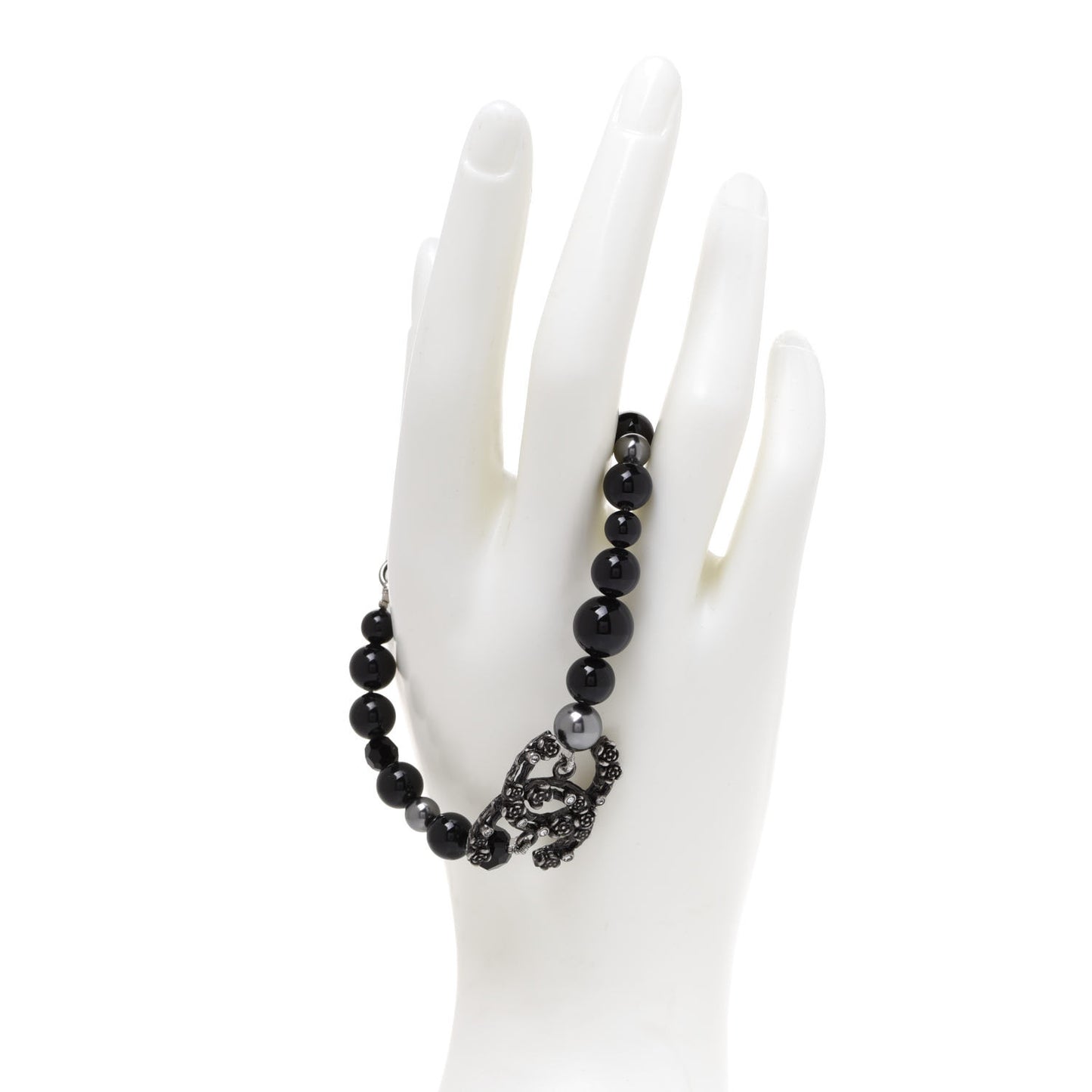 Pearl Crystal CC Camellia Bracelet Ruthenium Black