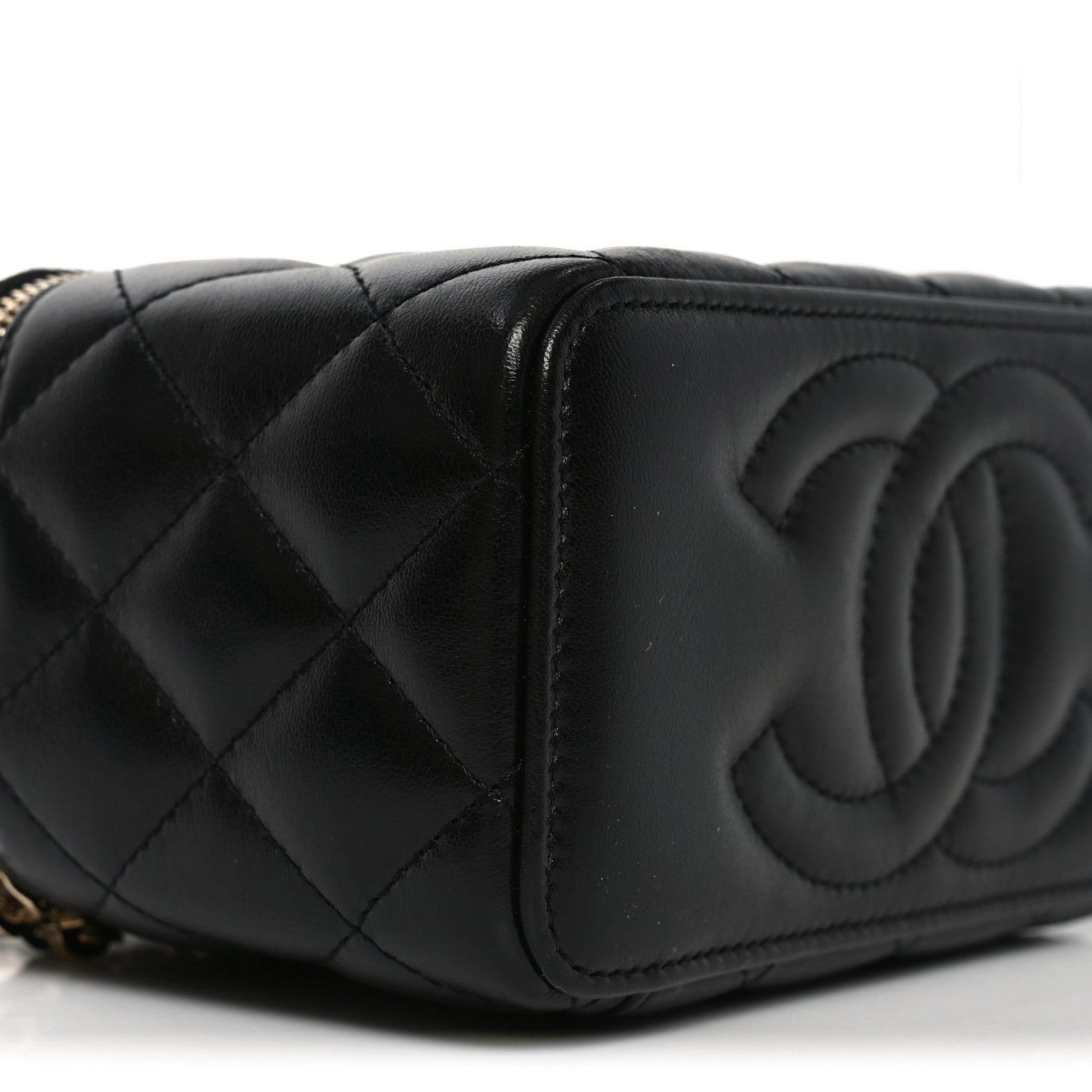 Chanel Lambskin Quilted Pearl Crush Small Vanity Case With Chain Black 9 of 11