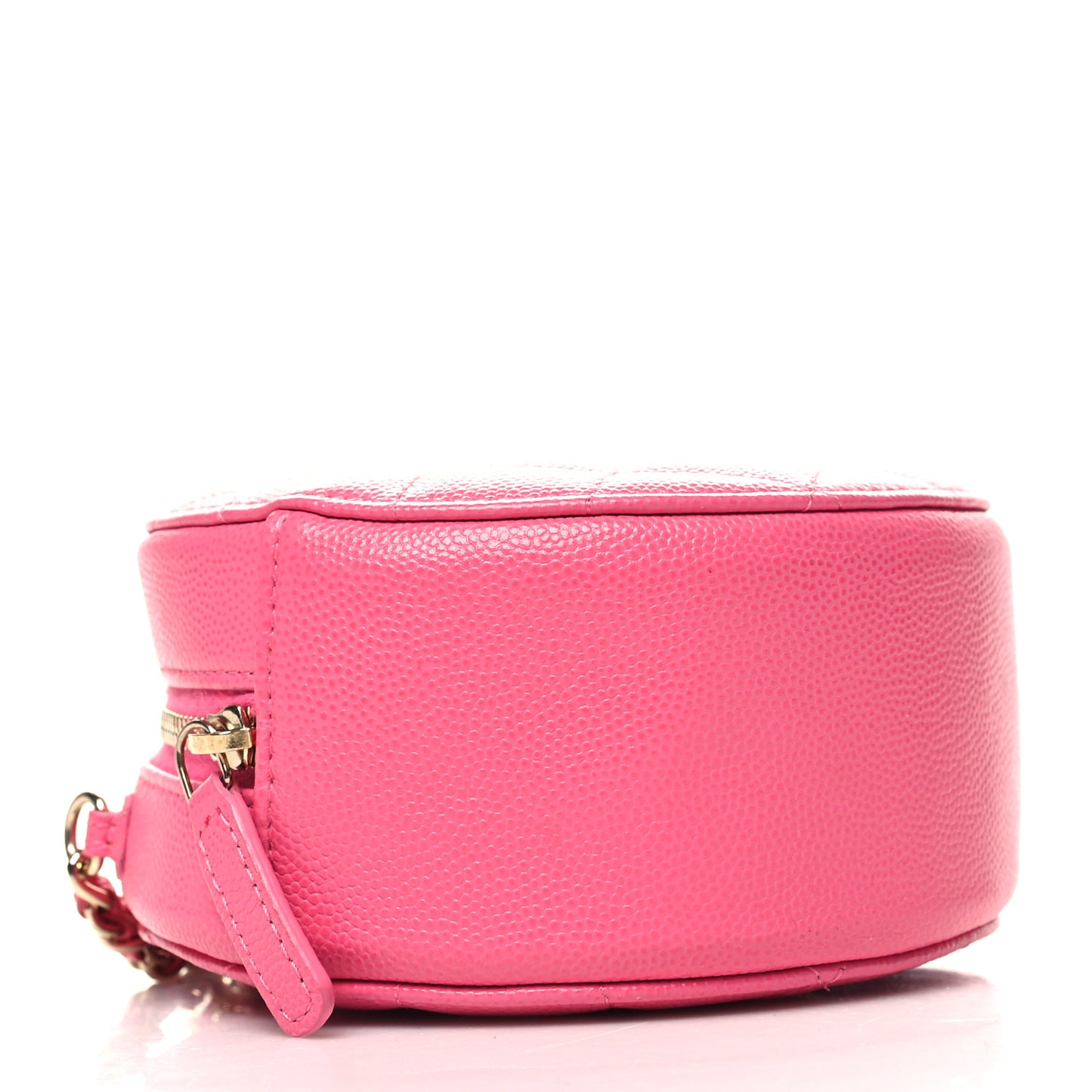 Caviar Quilted Round Clutch With Chain Pink