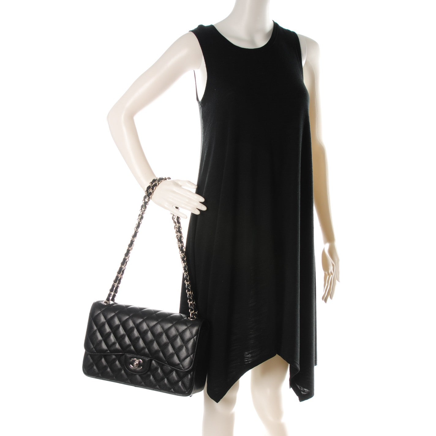 Caviar Quilted Jumbo Double Flap Black