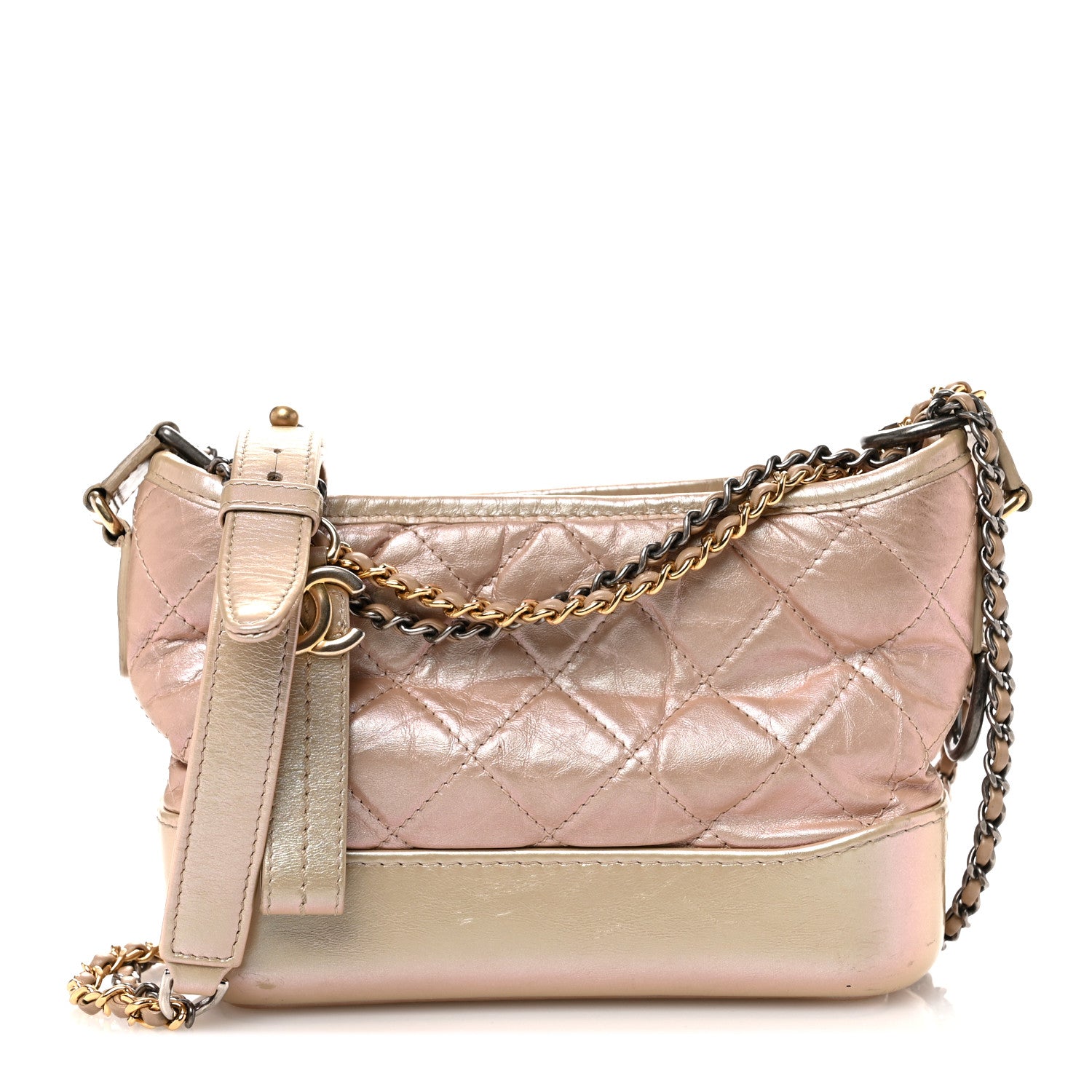 Chanel Iridescent Aged Calfskin Quilted Small Gabrielle Hobo Light Pink 1 of 13