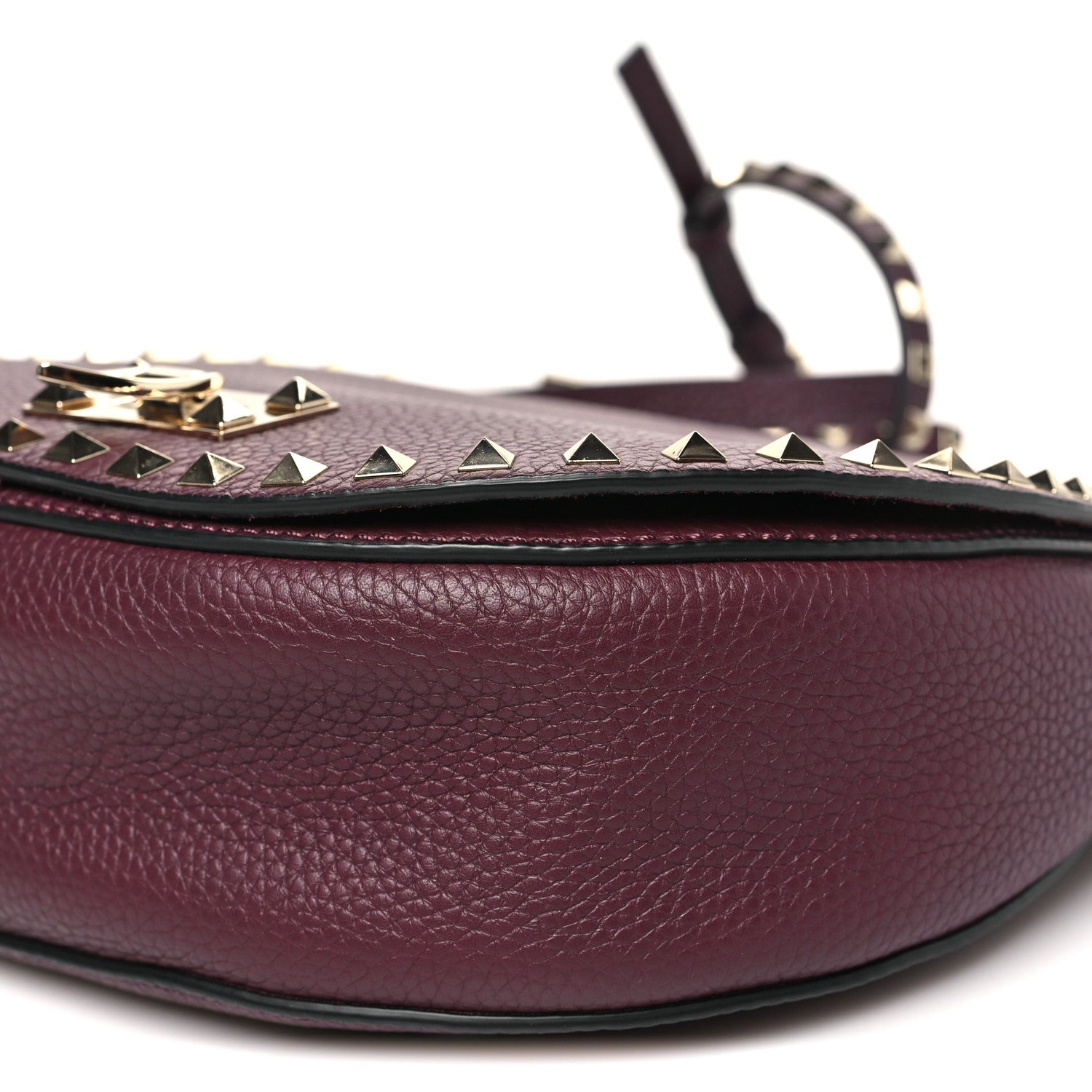 Valentino Garavani Pebbled Calfskin Rockstud Crossbody Saddle Bag Rubin 9 of 9