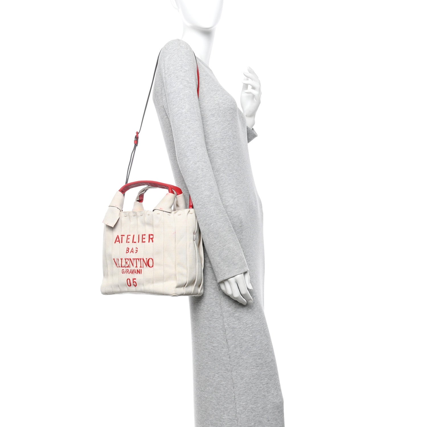 Valentino Garavani Canvas Atelier 05 Plisse Edition Small Tote Bag Naturale 2 of 10