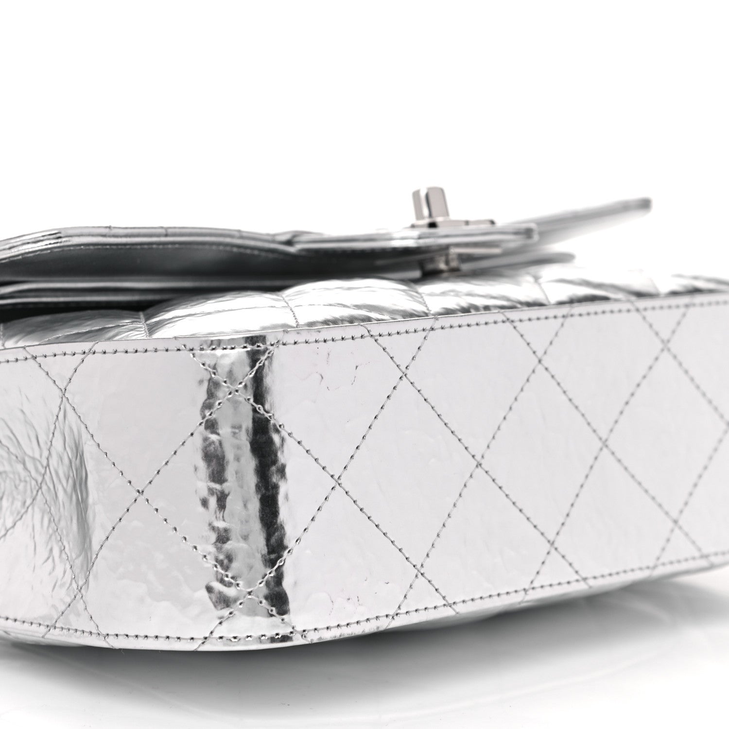 Chanel Hammered Metallic Calfskin Quilted Small Double Flap Silver 8 of 11