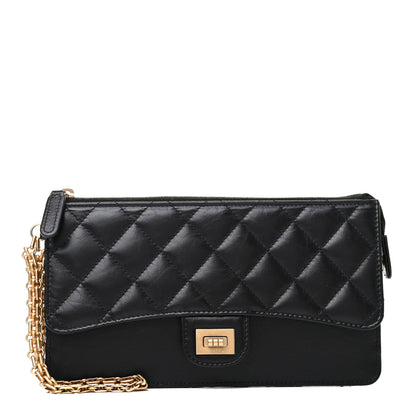 Chanel Aged Calfskin Quilted 2.55 Reissue Pouch With Chain Handle Black 1 of 8