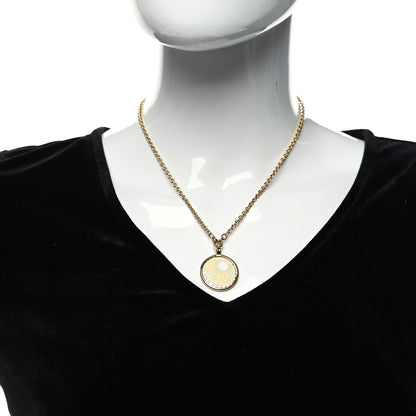 Hermes Enamel Medaille OP'H Small Necklace Jaune Or White 2 of 5