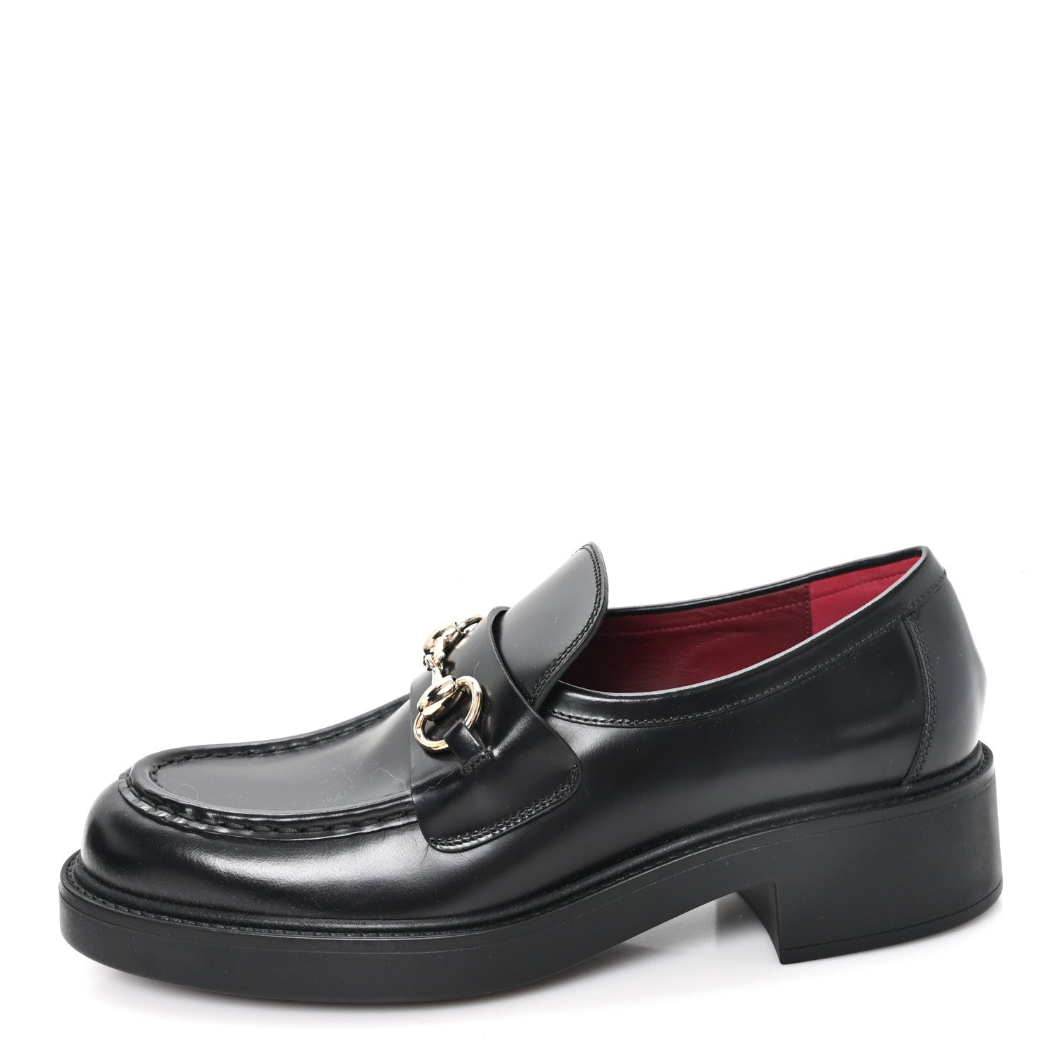 Gucci Cordovan Lux Horsebit Womens Lug Sole Loafers 39.5 Black 1 of 10