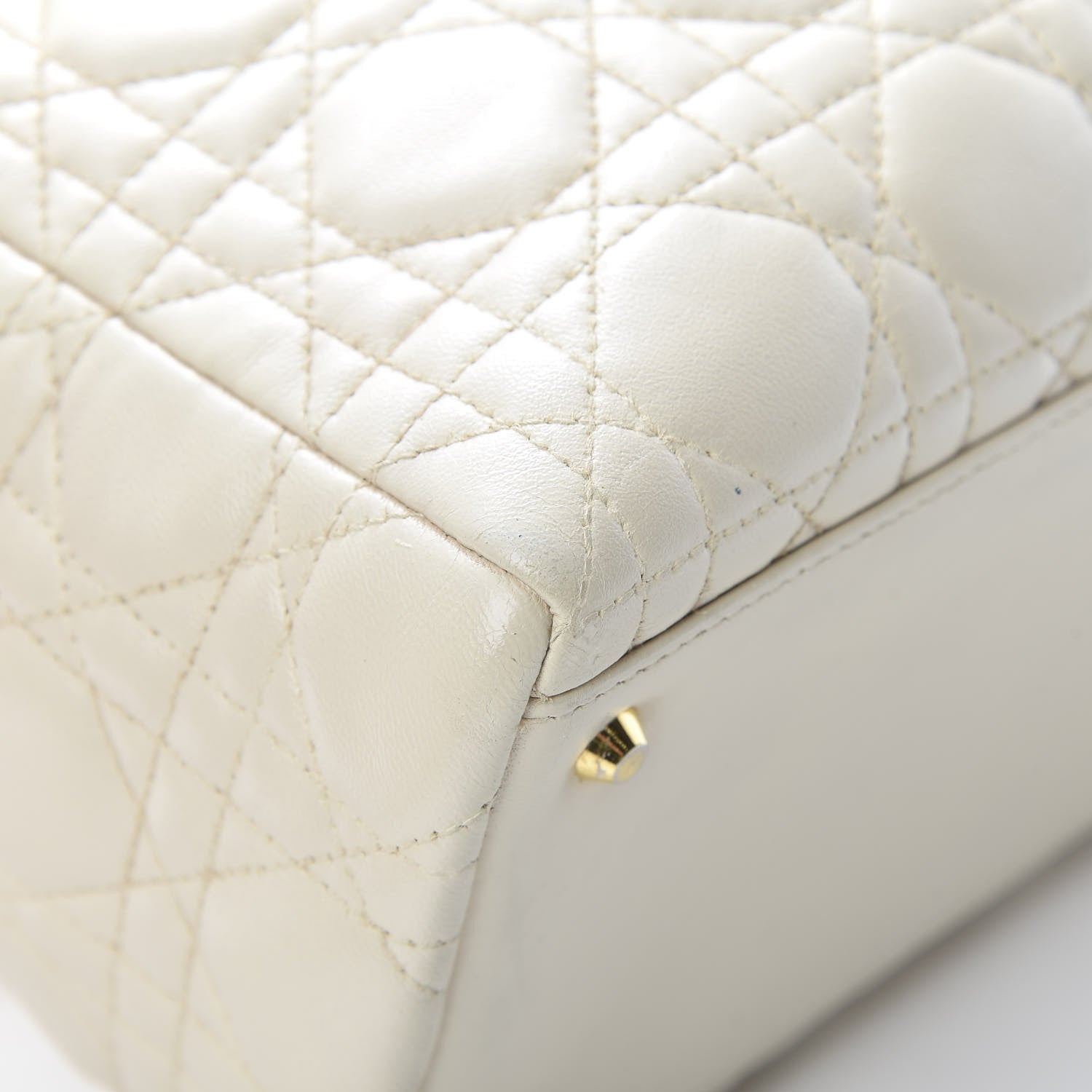 Christian Dior Lambskin Cannage Medium Lady Dior White 9 of 15