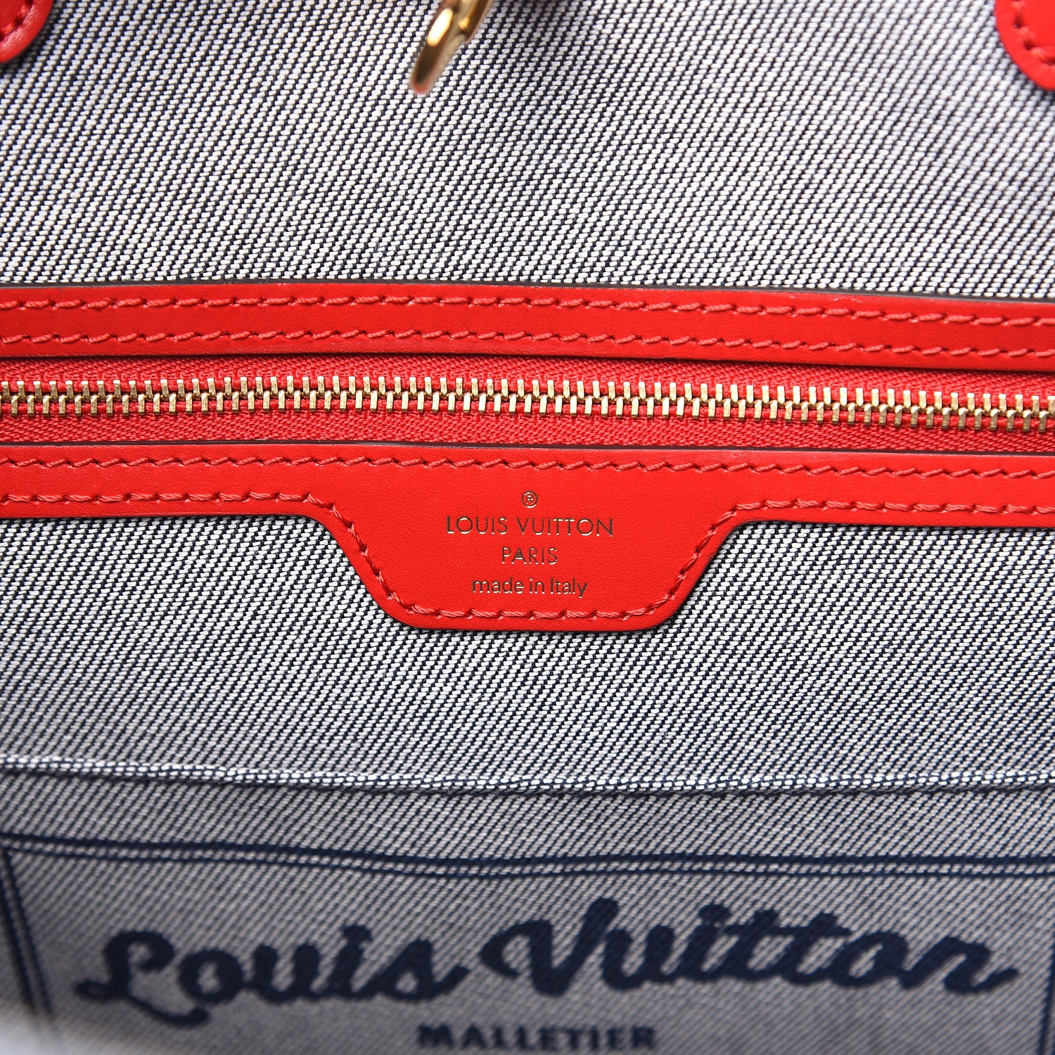 Louis Vuitton Denim Damier Monogram Onthego Blue Rouge 6 of 9