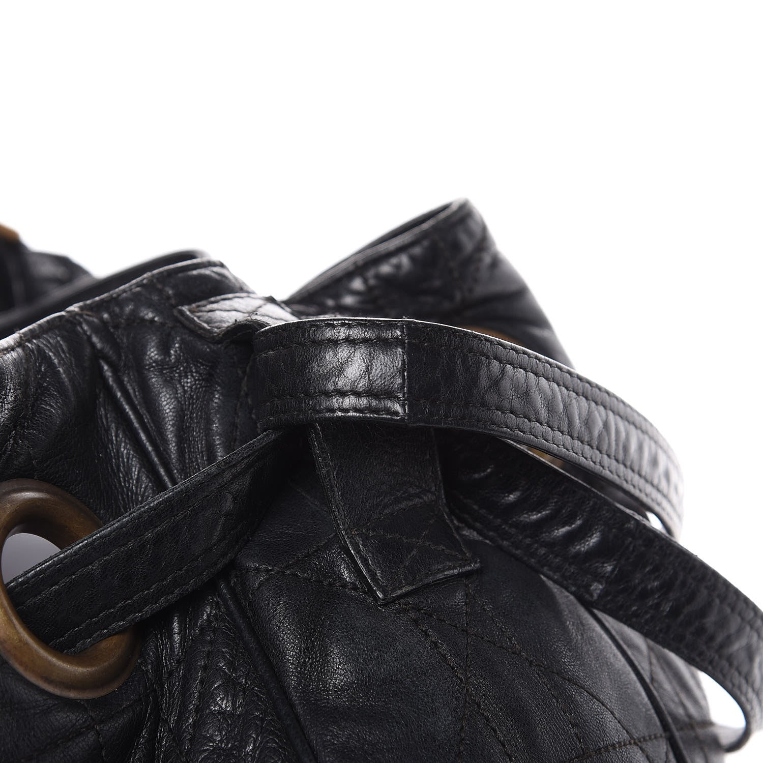 Christian Dior Lambskin Cannage Drawstring Bag Black 13 of 18