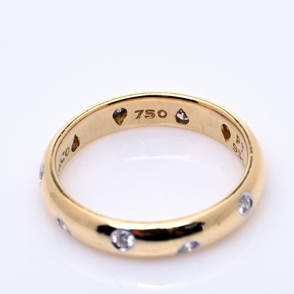 Tiffany 18K Yellow Gold Platinum Diamond 4mm Etoile Band Ring 53 6.5 5 of 7
