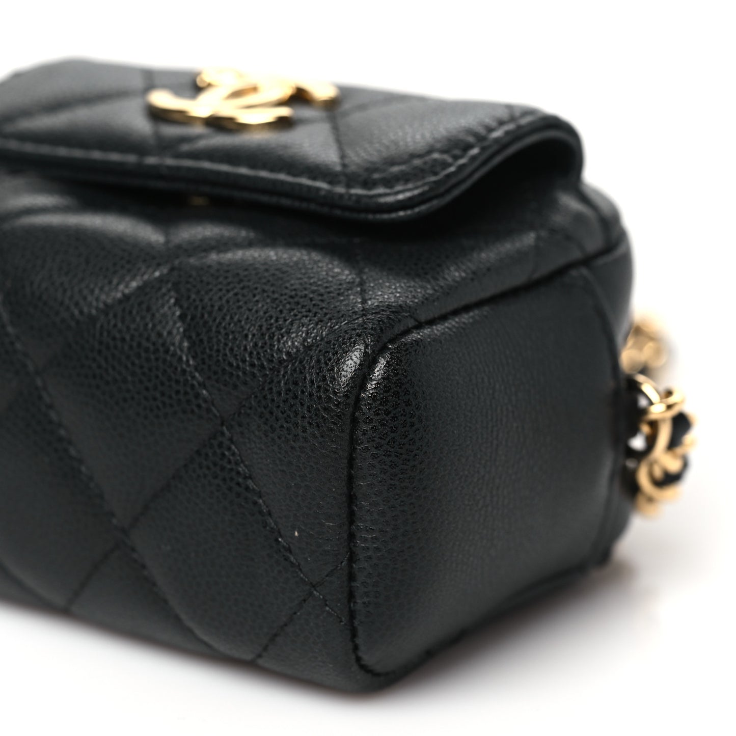 Caviar Quilted Paris Hangzhou Tassel Mini Camera Case Black