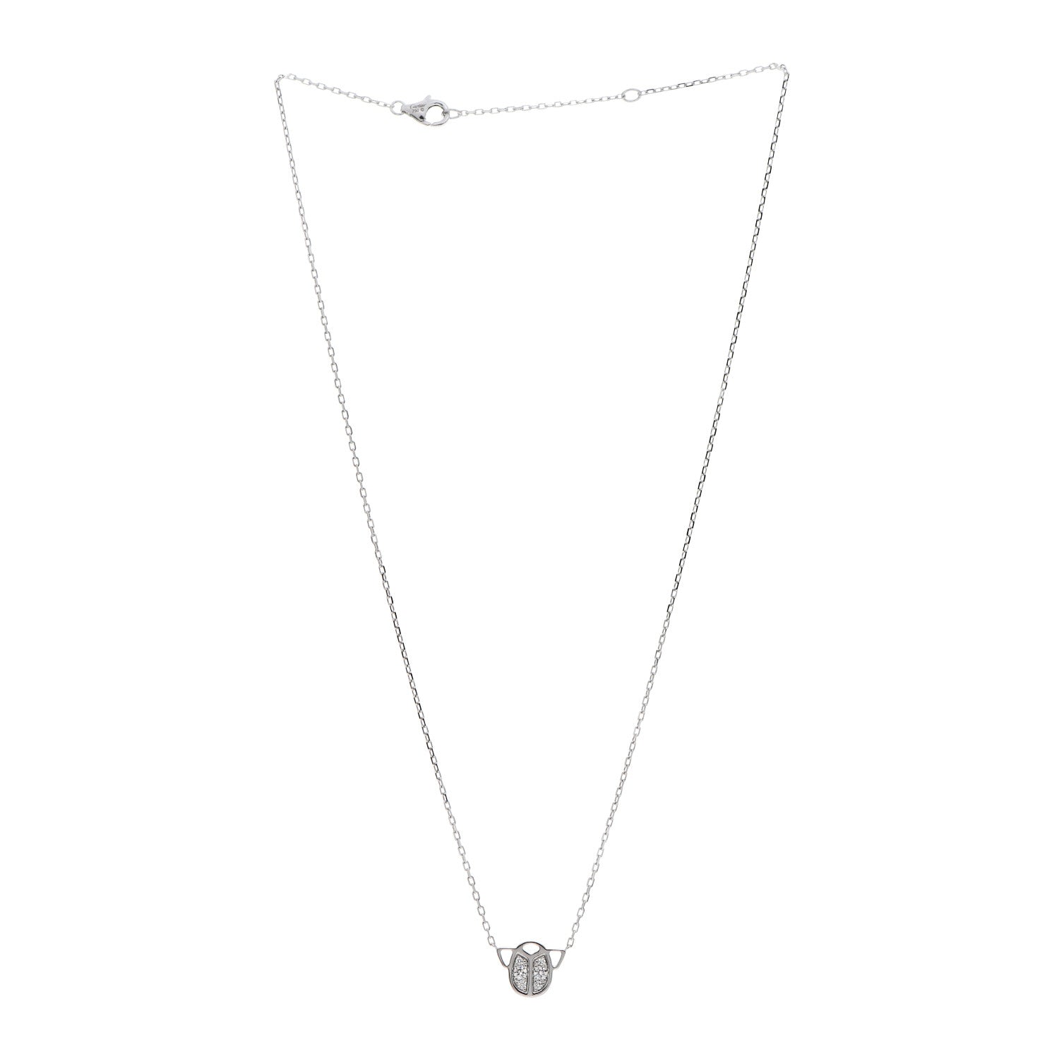 Cartier 18K White Gold Diamond Scarab Necklace 3 of 5
