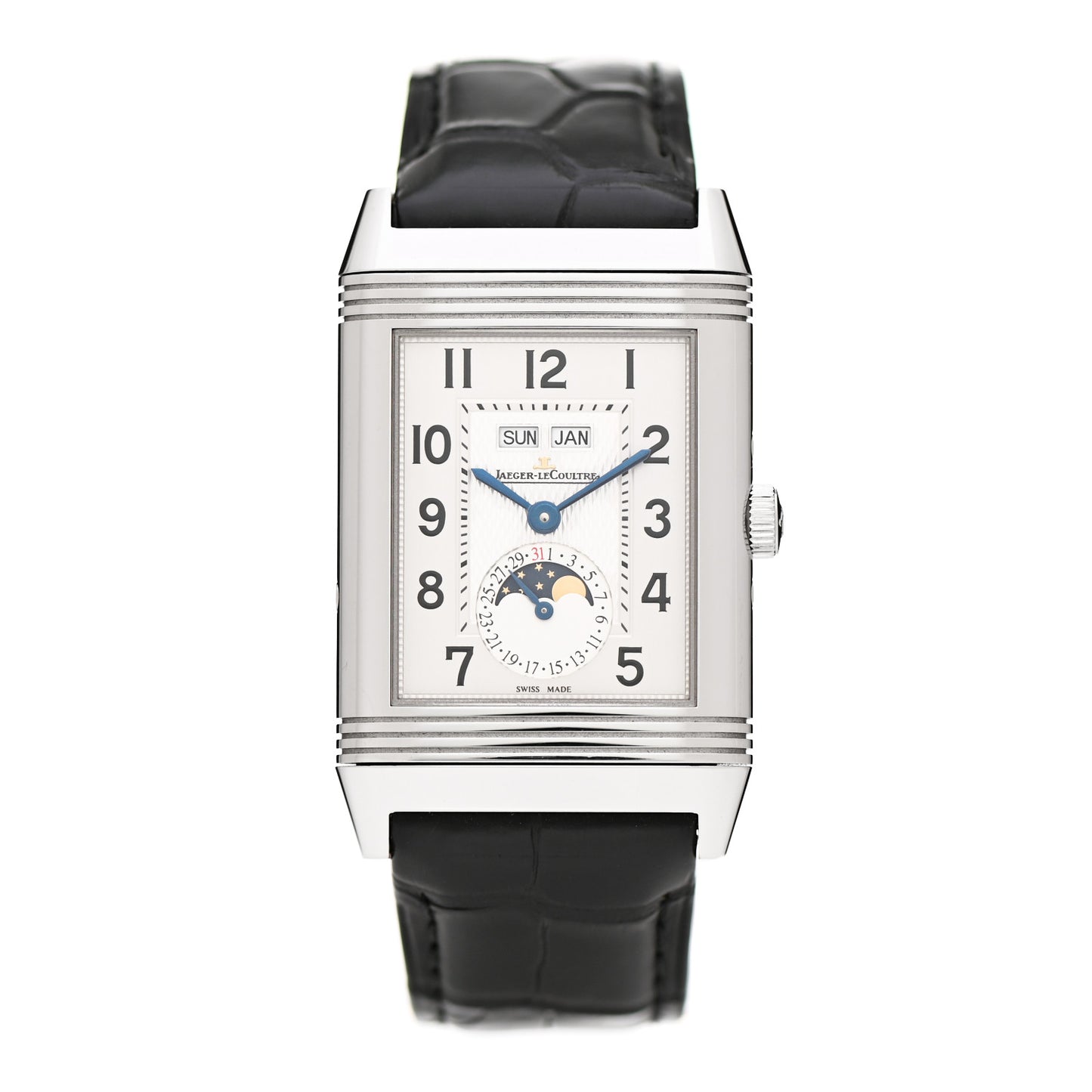 Stainless Steel Alligator 30mm Grande Reverso Calendar Manual Winding Watch Q3758420