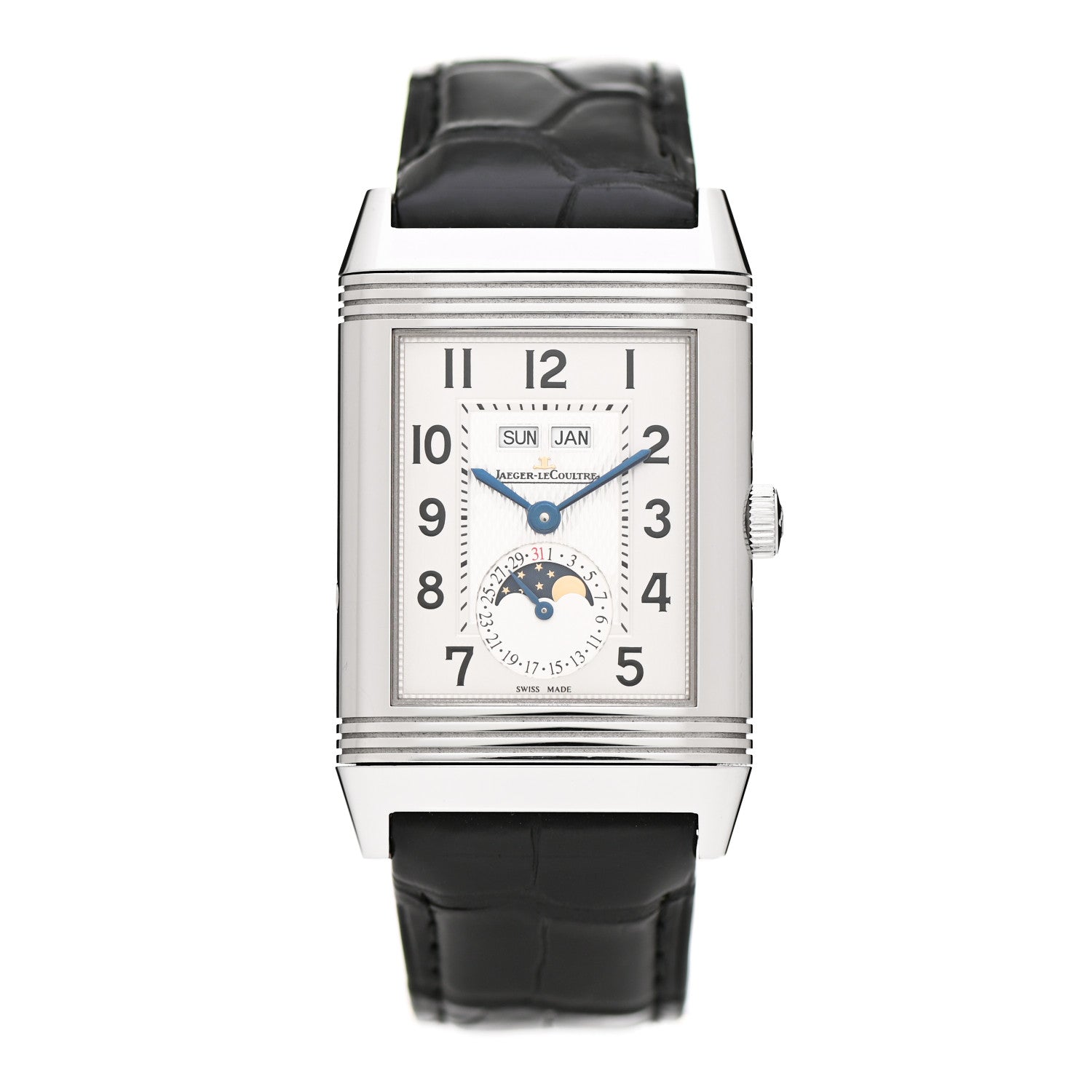 Jaeger-LeCoultre Stainless Steel Alligator 30mm Grande Reverso Calendar Manual Winding Watch Q3758420 1 of 7