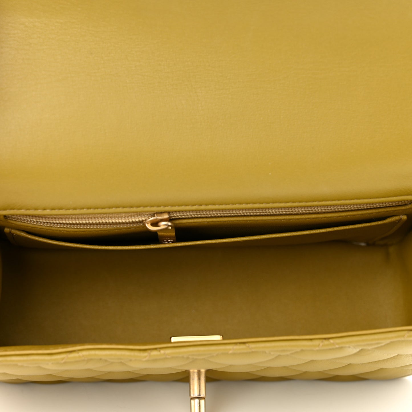 Lambskin Quilted Metal Mini Top Handle Rectangular Flap Green