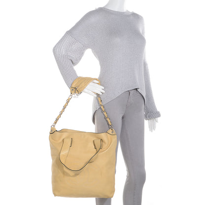 Chanel Lambskin North South Edgy Tote Beige 2 of 7