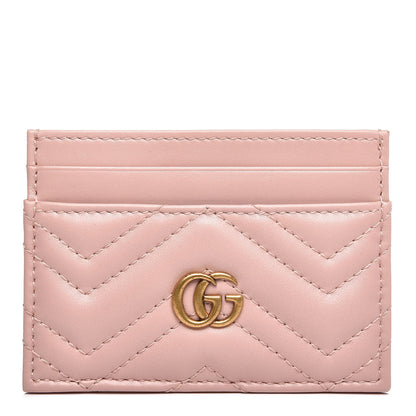 Gucci Calfskin Matelasse GG Marmont Card Holder Perfect Pink 1 of 7
