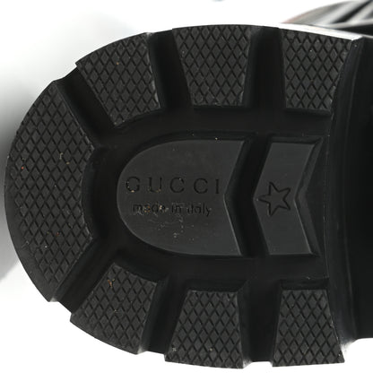 Gucci Calfskin Sylvie Web Womens Lace Up Combat Boots 37 Black 6 of 8