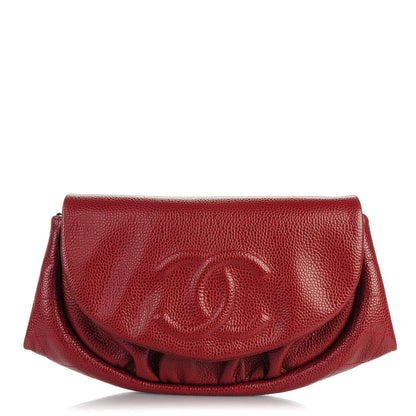 Chanel Caviar Half Moon Wallet On Chain WOC Dark Red 1 of 8