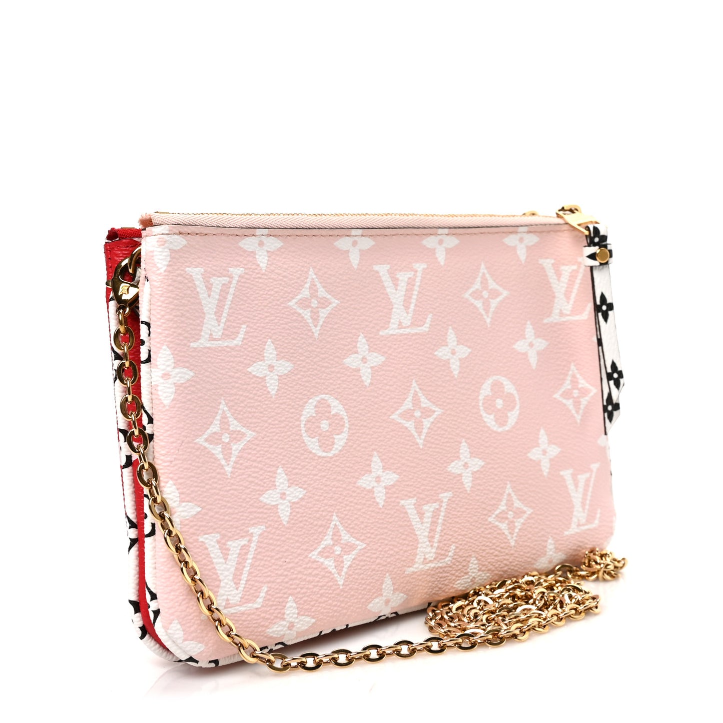Monogram Giant Double Zip Pochette Rouge
