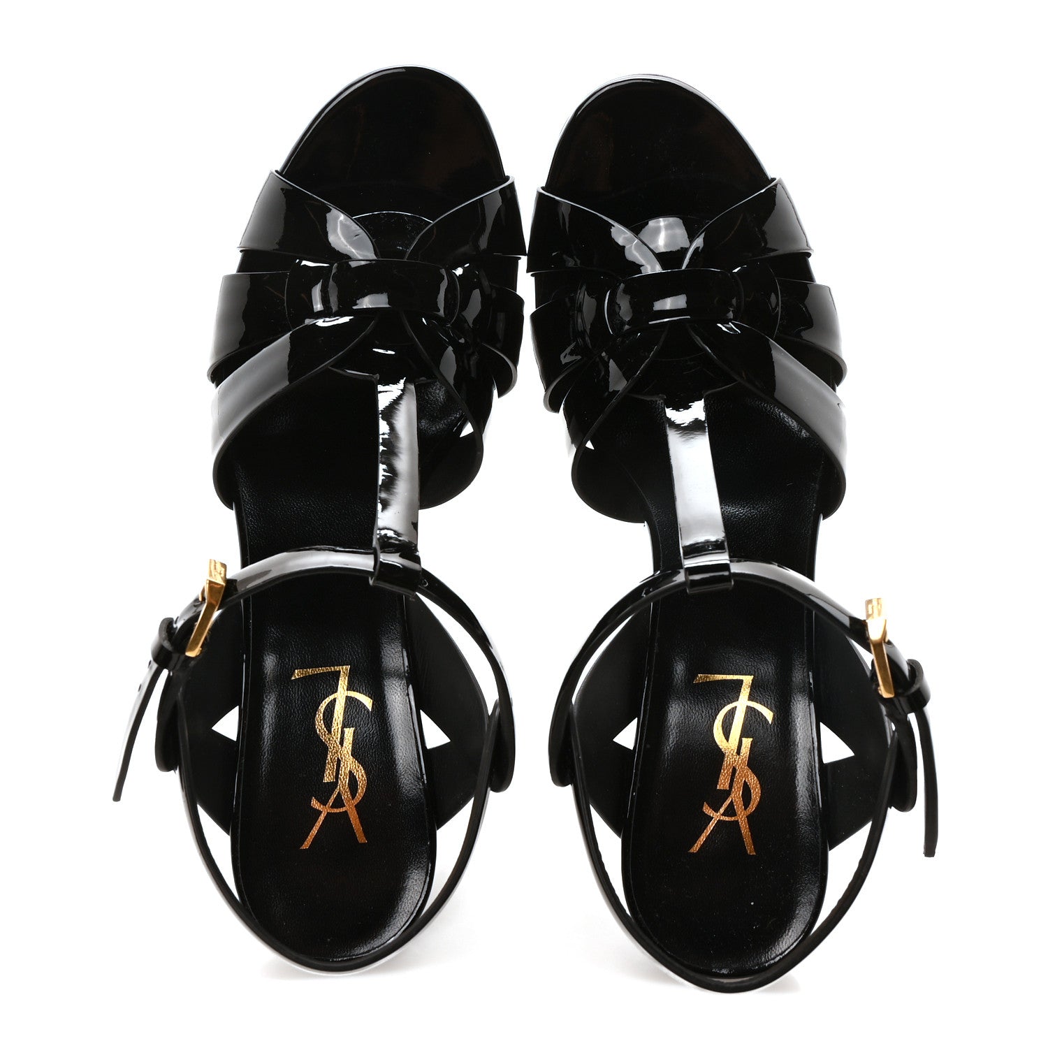 Saint Laurent Patent Tribute 75 Platform Sandals 38 Black 2 of 9