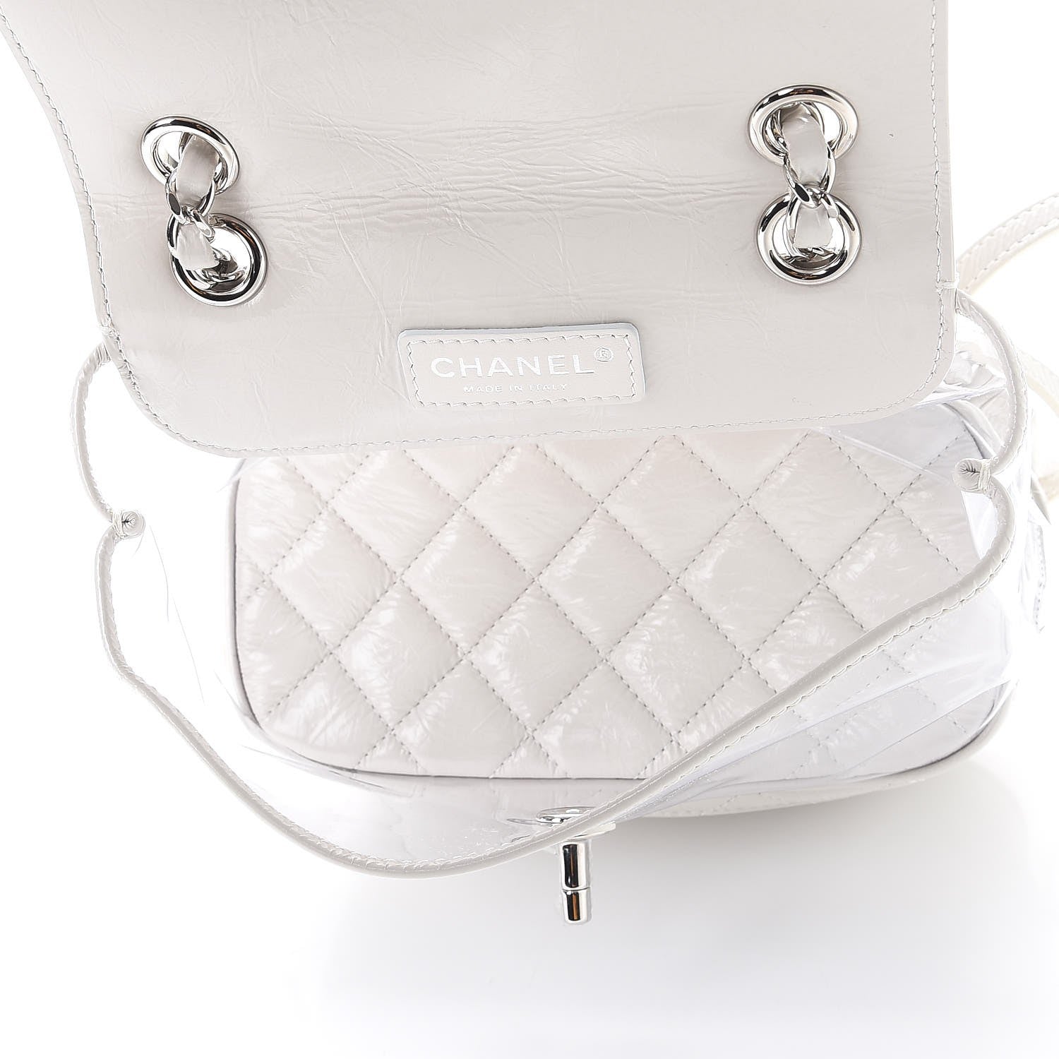 Chanel Crumpled Calfskin PVC Quilted Backpack White 5 of 9
