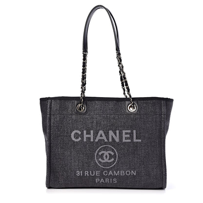 Chanel Woven Straw Raffia Small Deauville Tote Black 1 of 10