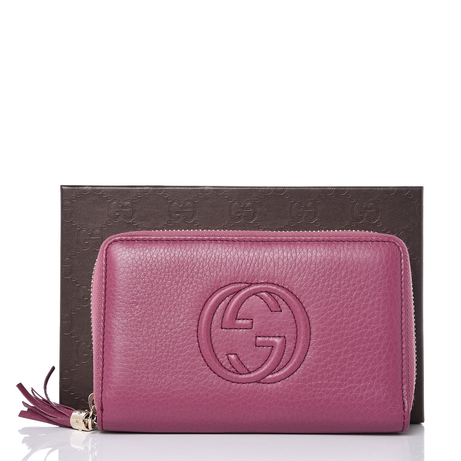 Gucci Pebbled Calfskin Medium Soho Zip Around Wallet Peonia Flower 8 of 8