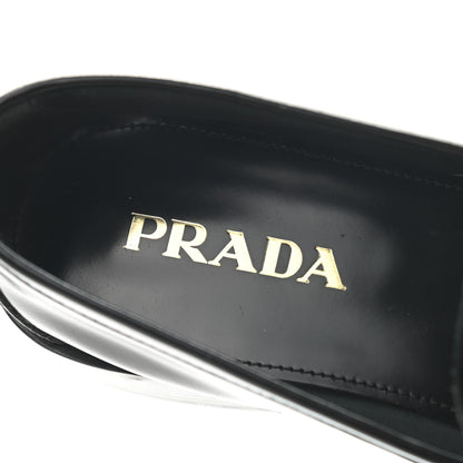 Prada Spazzolato Metal Triangle Logo 20mm Loafers 39.5 Black 7 of 7