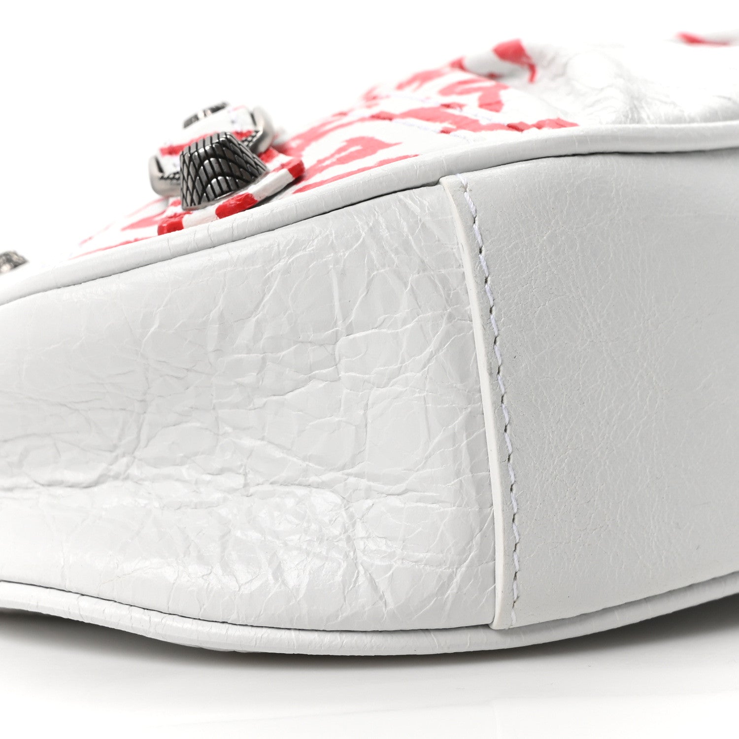 Balenciaga Agneau Arena Lunar New Year Graffiti Logo Le Cagole Shoulder Bag XS Optic White 10 of 11