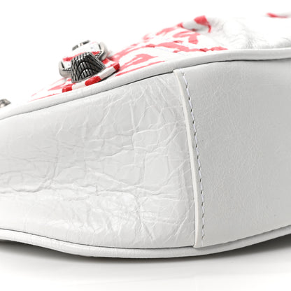 Balenciaga Agneau Arena Lunar New Year Graffiti Logo Le Cagole Shoulder Bag XS Optic White 10 of 11