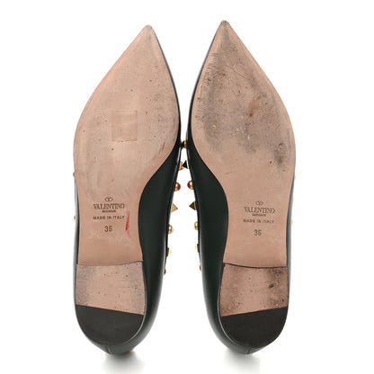 Valentino Garavani Nappa Rockstud Rolling Ballerina Flats 36 Black 5 of 10