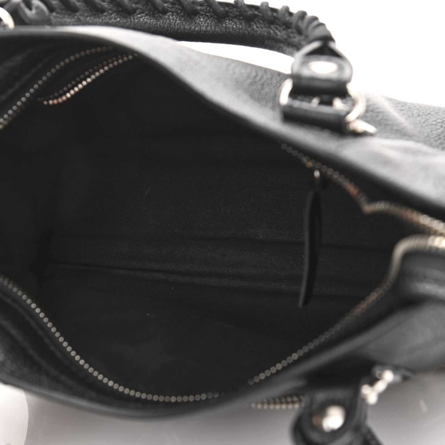 Chevre Silver Metallic Edge Hardware Mini City Black