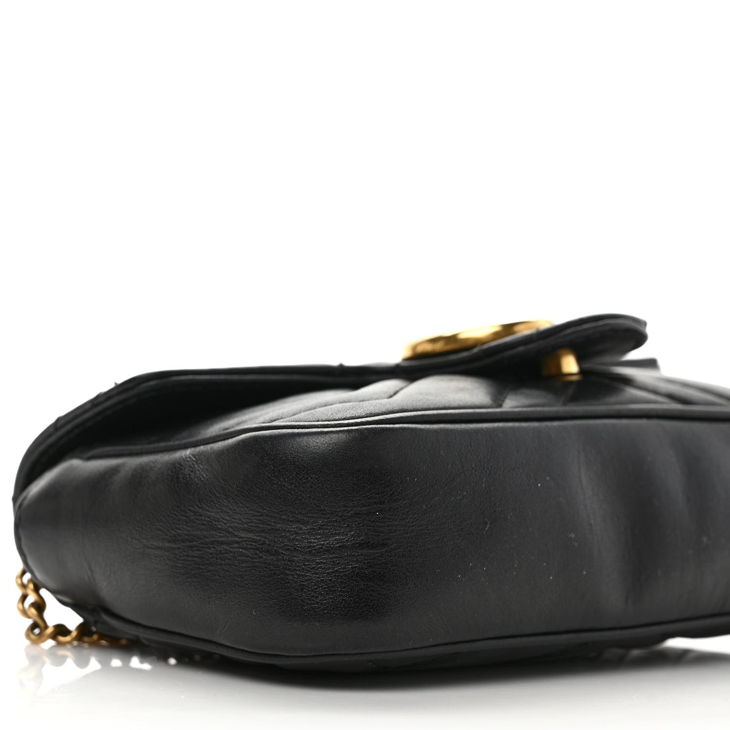 Calfskin Matelasse Super Mini GG Marmont Shoulder Bag Black