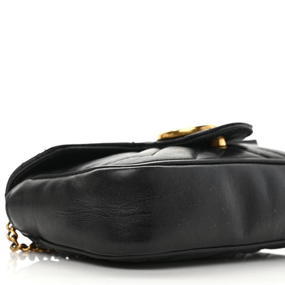 Gucci Calfskin Matelasse Super Mini GG Marmont Shoulder Bag Black 8 of 12