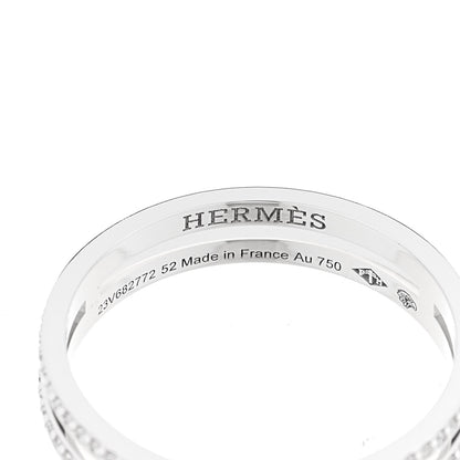 Hermes 18K White Gold Diamond Ariane Wedding Band Ring 52 6 4 of 5