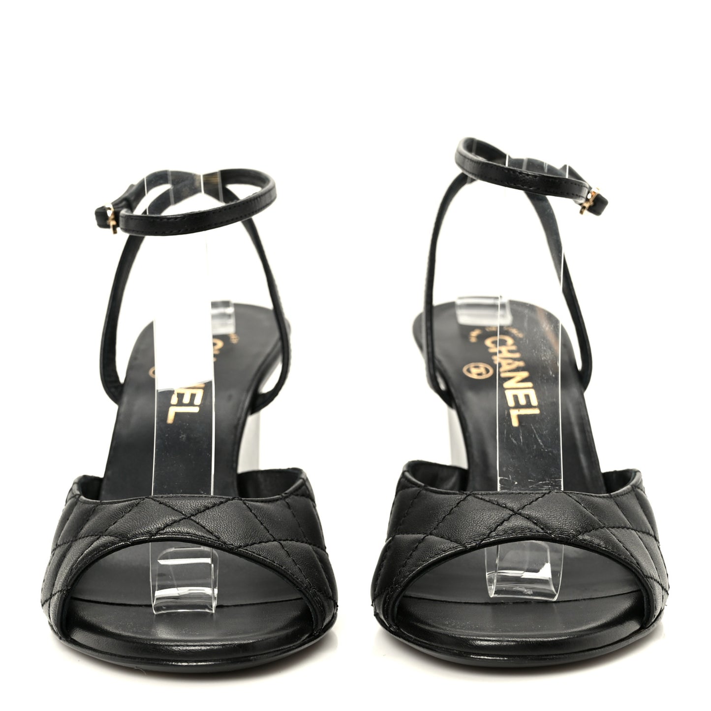Lambskin Patent Quilted Wedge Sandals  38 Black