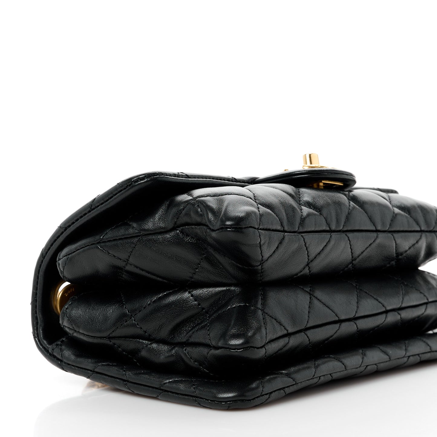 Lambskin Quilted Small Pillow Crush Flap Black