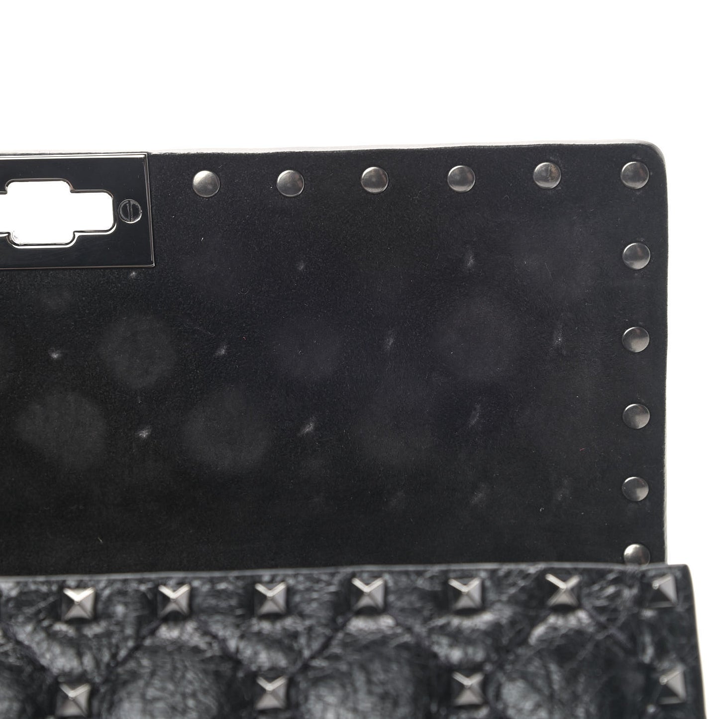 Craquele Nappa Rockstud Spike Wallet on Chain Black