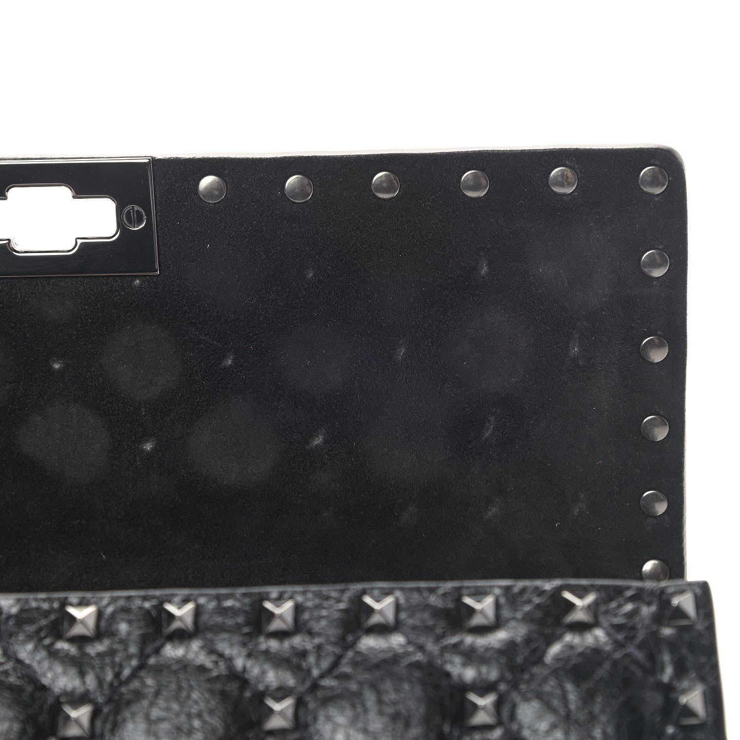 Valentino Garavani Craquele Nappa Rockstud Spike Wallet on Chain Black 9 of 10