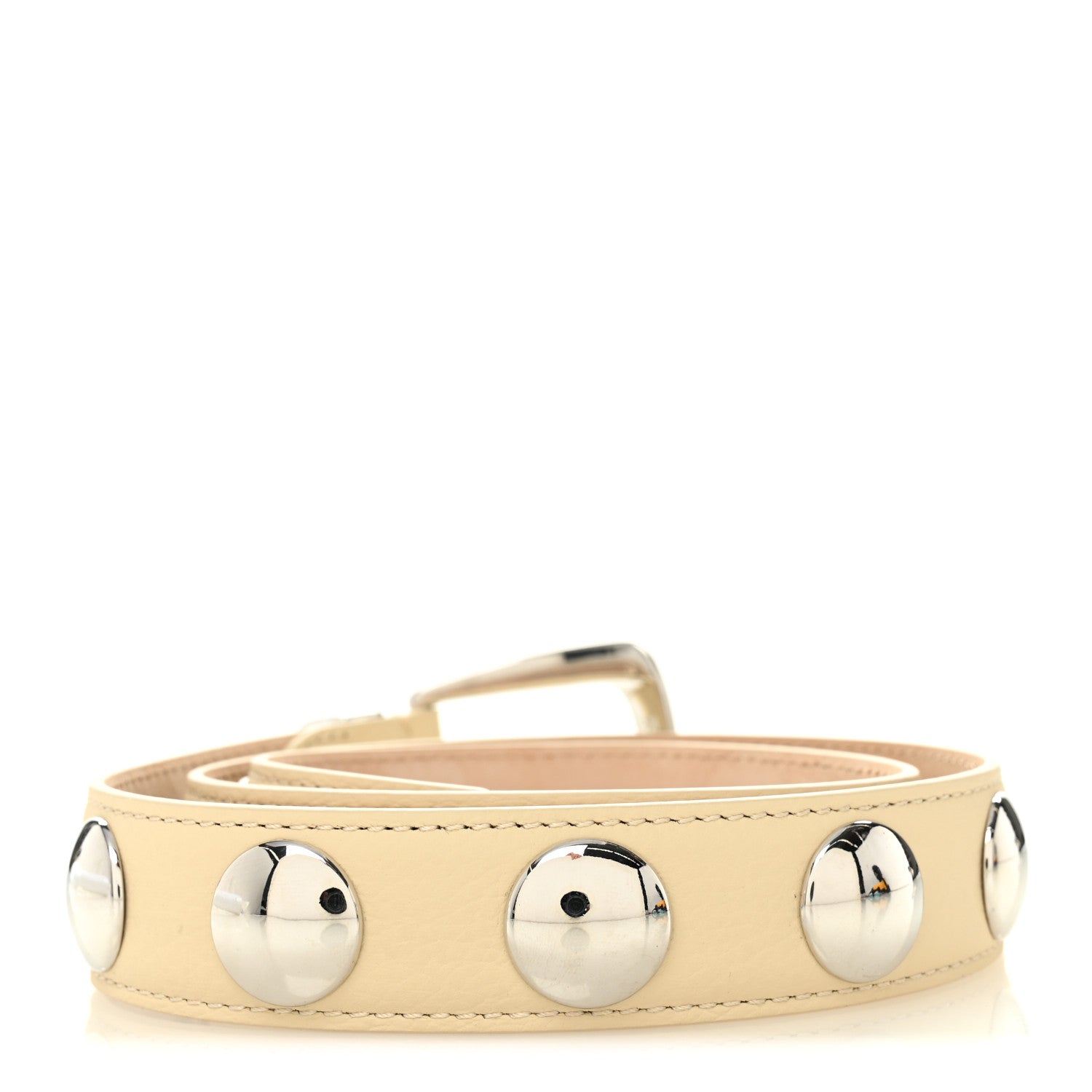 Khaite Calfskin Studded Benny Belt 80 32 Dark Ivory 2 of 6