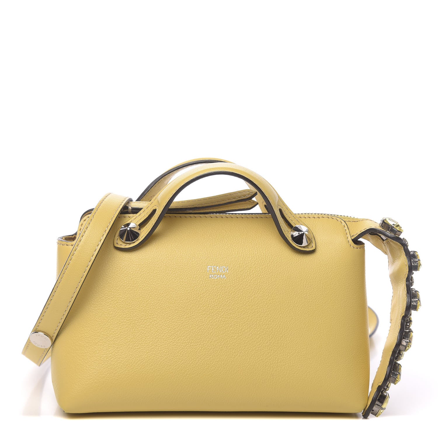Fendi Vitello Dolce Crystal Croc Tail Mini By The Way Boston Bag Yellow 1 of 11