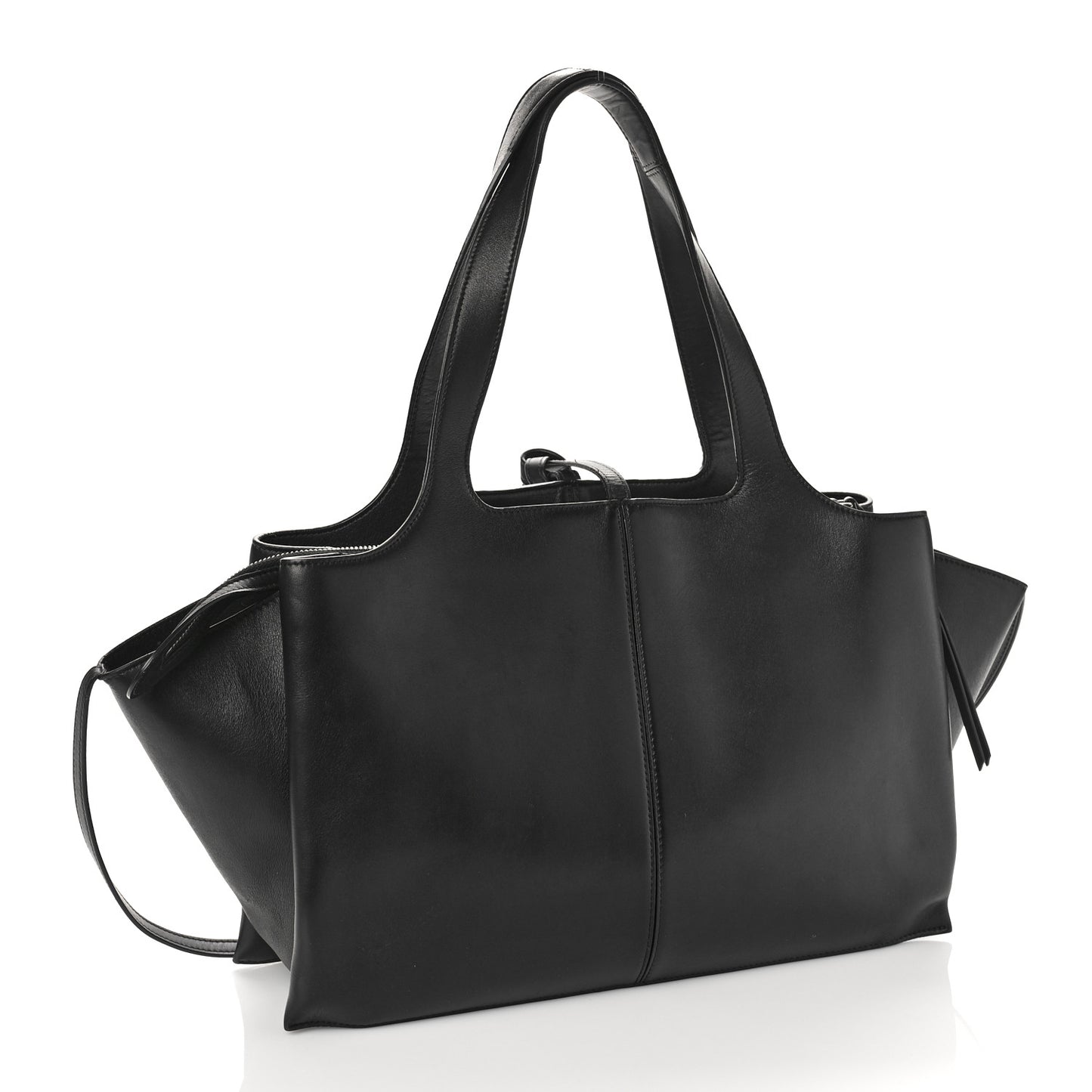 Supple Natural Calfskin Medium Tri-Fold Bag Black