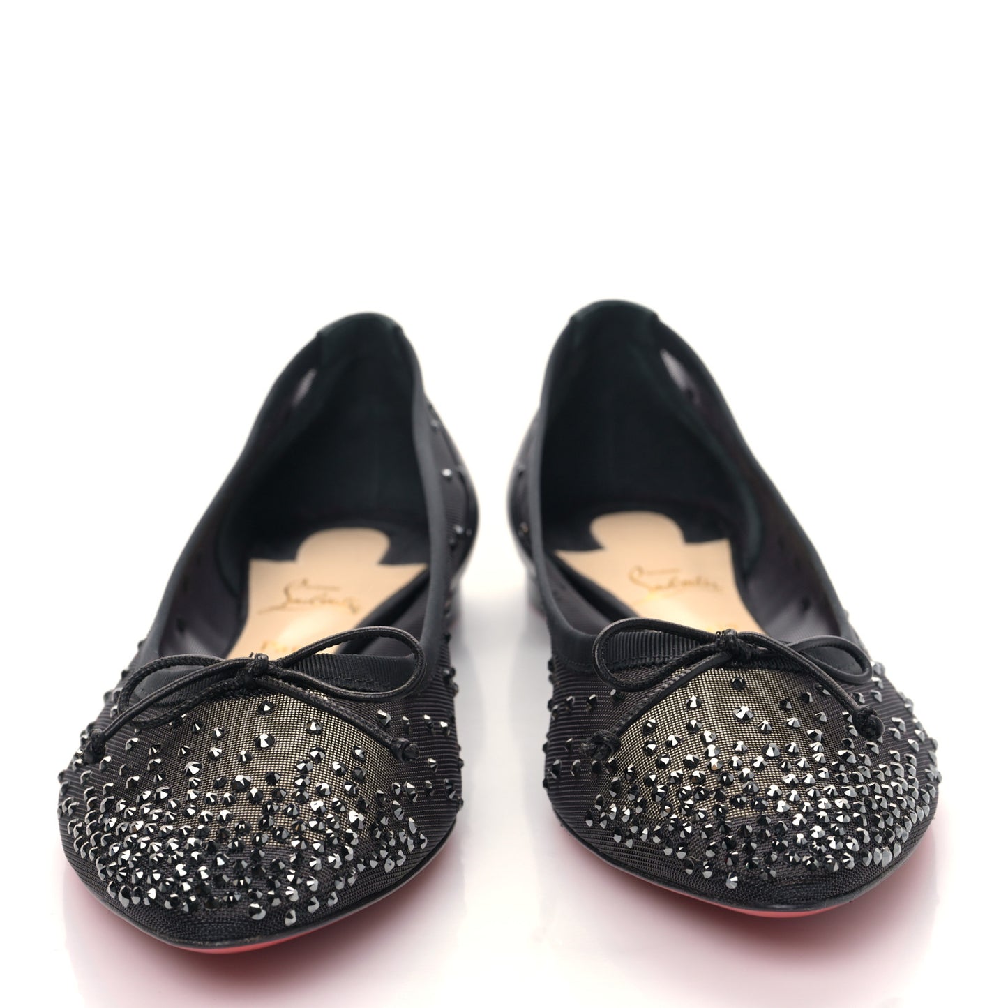 Mesh Crystal Embellished Follies Strass Flats 39 Black