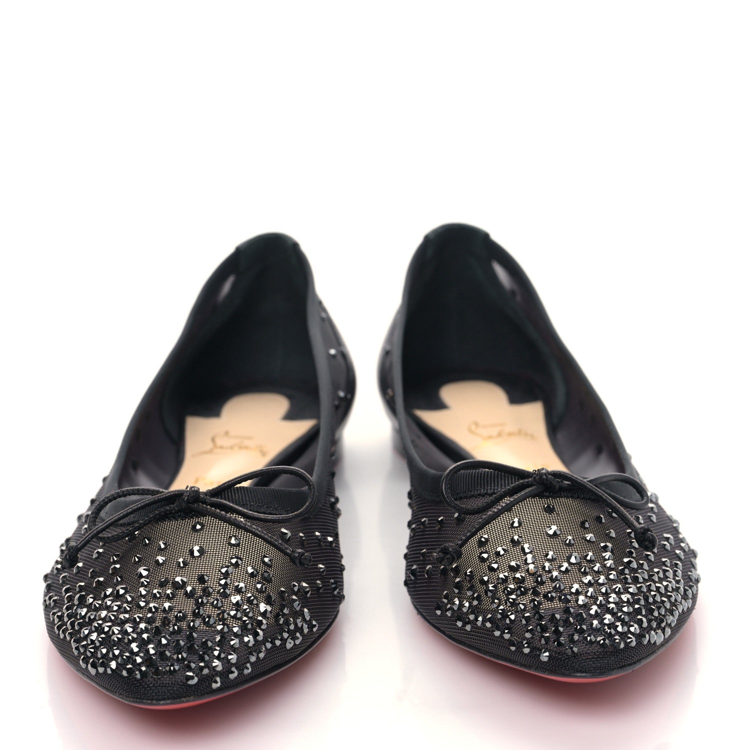 Christian Louboutin Mesh Crystal Embellished Follies Strass Flats 39 Black 2 of 7